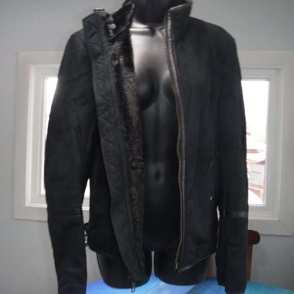 Armani Exchange Faux Suede Moto Jacket  in black size small - Picture 1 of 12